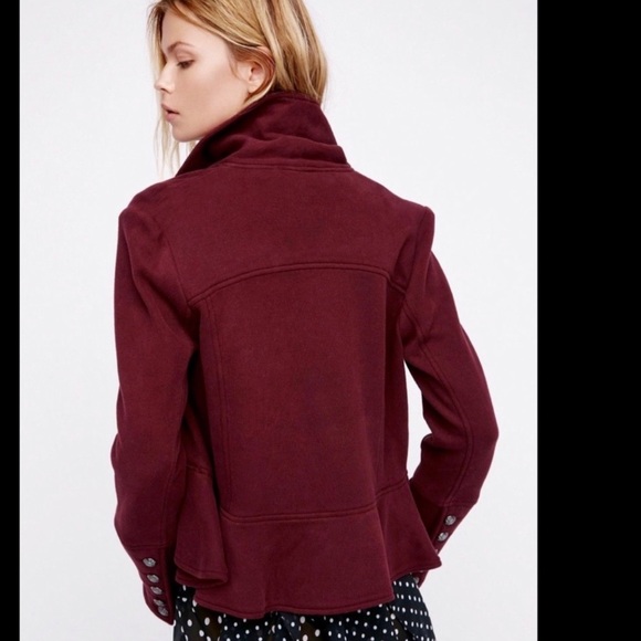 Free People Burgundy Femme and Flare Knit Jacket - Picture 2 of 8
